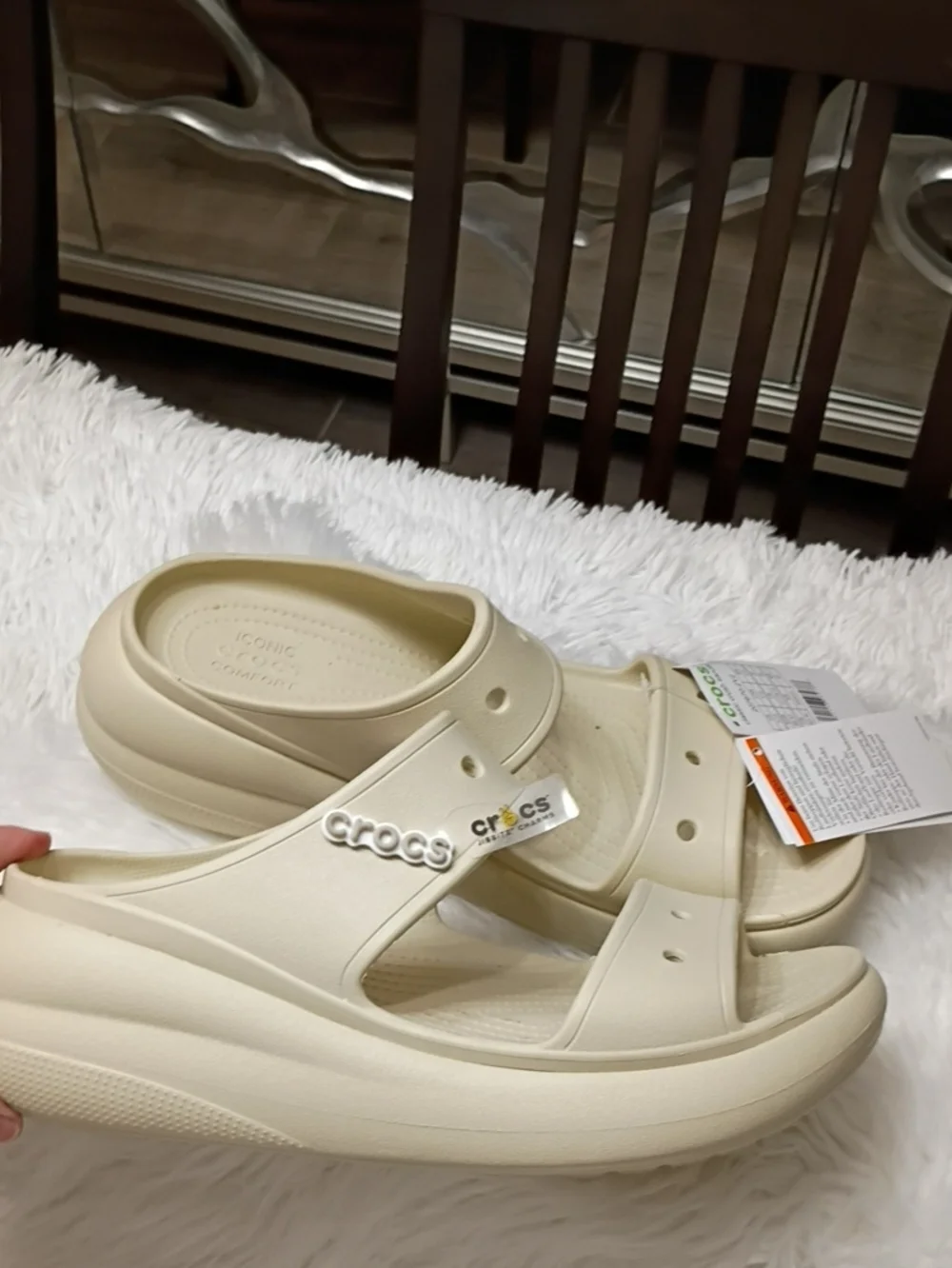 CROCS Classic Crush Men’s Tan Platform Slide Sandals 12